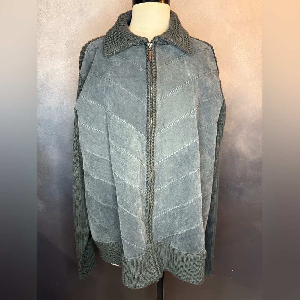 Robert Louis Suede & Knit Zip-Up Jacket – Size L